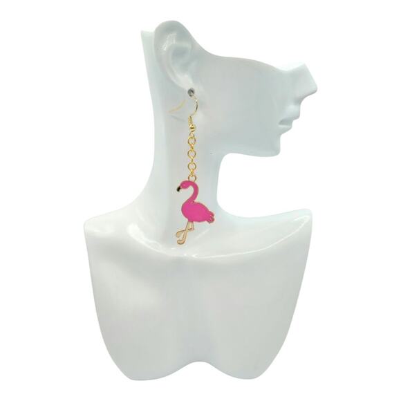 Pink Flamingo Dangle Earrings – Tropical Summer Jewelry - Picture 3 of 3